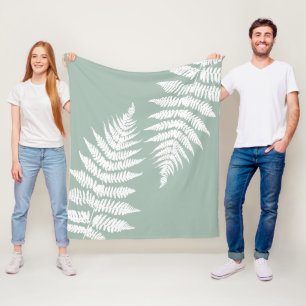 Woodland Fern Leaf Custom Background Colours  Fleece Blanket