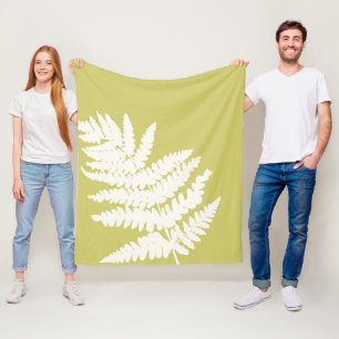 Woodland Fern Leaf Custom Background Colours  Fleece Blanket