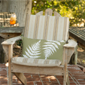 Woodland Fern Leaf Custom Background Colours Lumbar Cushion