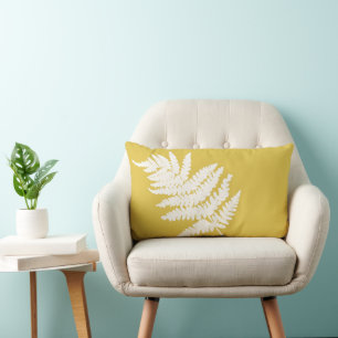 Woodland Fern Leaf Custom Background Colours Lumbar Cushion