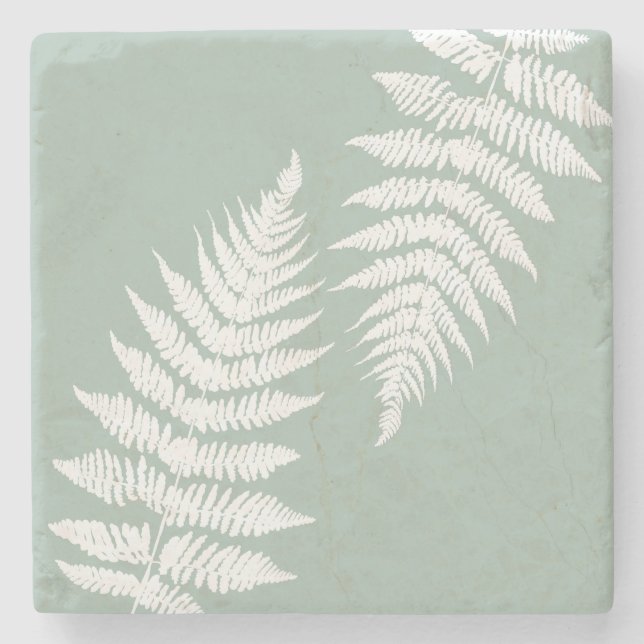 Woodland Fern Leaf Custom Background Colours  Stone Coaster (Front)