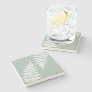 Woodland Fern Leaf Custom Background Colours Stone Coaster