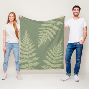 Woodland Fern Leves  Custom Background Colours  Fleece Blanket