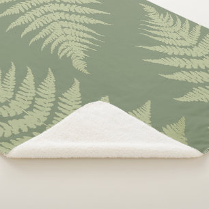 Woodland Fern Leves  Custom Background Colours  Sherpa Blanket