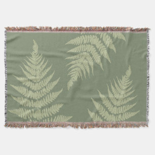 Woodland Fern Leves  Custom Background Colours  Throw Blanket