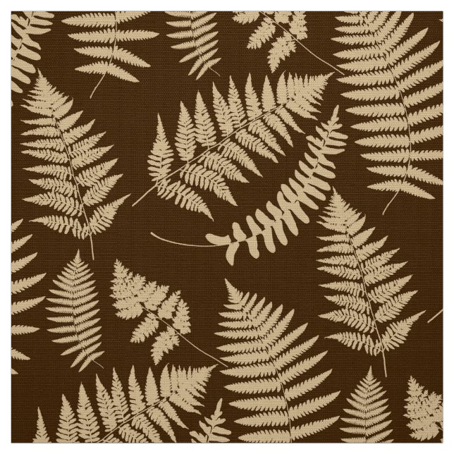 Woodland Fern Pattern, Brown and Beige Fabric (Swatch)