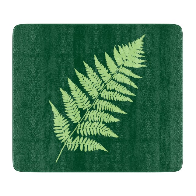 Woodland Fern Pattern, Emerald and Light Green Cutting Board (Front)