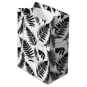 Woodland Fern Pattern, Emerald and Light Green Medium Gift Bag
