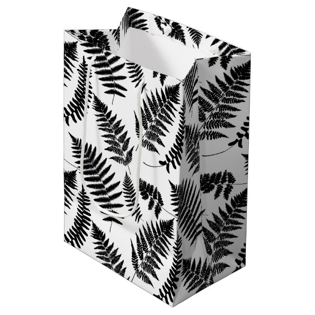 Woodland Fern Pattern, Emerald and Light Green Medium Gift Bag (Front Angled)