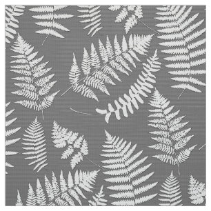 Woodland Fern Pattern, Grey / Grey and White Fabric
