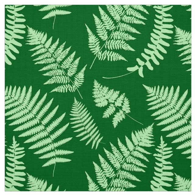 Woodland Fern Pattern, Light and Dark Green Fabric (Swatch)