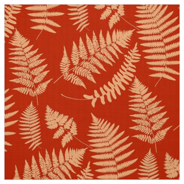 Woodland Fern Pattern, Mandarin Orange Fabric (Swatch)