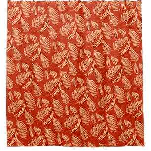 Woodland Fern Pattern, Mandarin Orange Shower Curtain