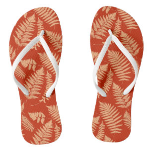 Woodland Fern Pattern, Mandarin Orange Thongs