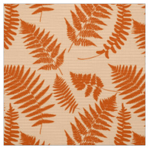 Woodland Fern Pattern, Pastel Orange Fabric