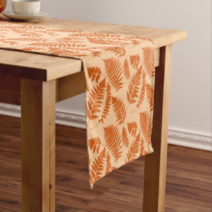 Woodland Fern Pattern, Pastel Orange Short Table Runner