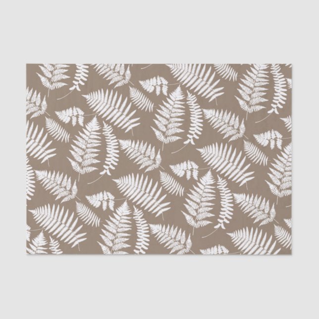 Woodland Fern Pattern, Taupe Tan and White Tissue Paper (Front)