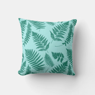 Woodland Fern Pattern, Turquoise and Aqua Outdoor Cushion