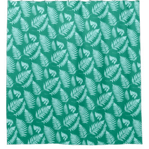 Woodland Fern Pattern, Turquoise and Aqua Shower C Shower Curtain