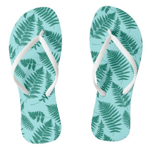 Woodland Fern Pattern, Turquoise and Aqua Thongs