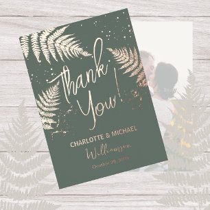 Woodland Ferns Photo Overlay Wedding Thank You