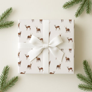 Woodland, festive deer wrapping paper