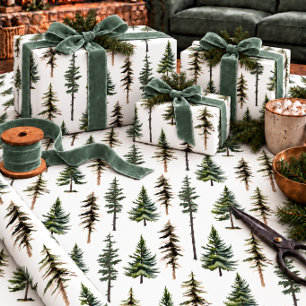 Woodland Fir Pine Spruce Tree Forest Wrapping Paper
