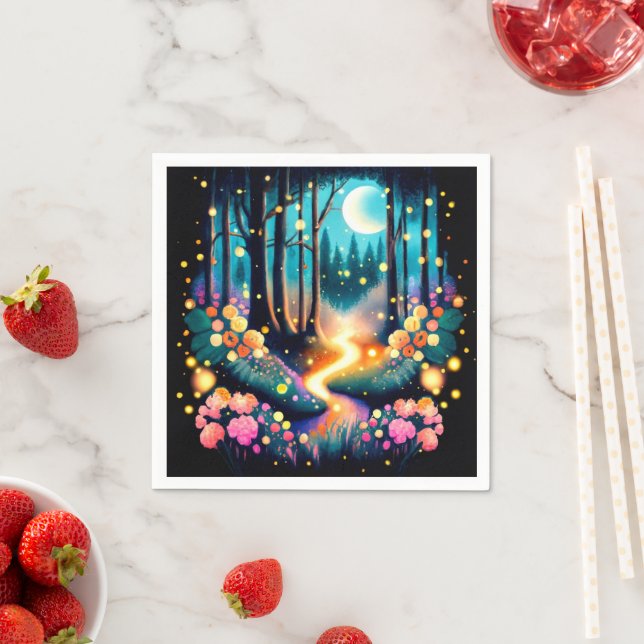 Woodland Fireflies Baby Shower Napkin (Insitu)