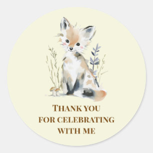 Woodland First Birthday Favor Stickers