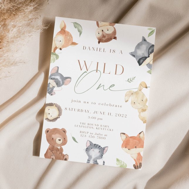 Woodland First Birthday, Forest Animimal, wild one Invitation (Creator Uploaded)
