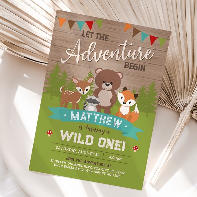 Woodland First Birthday Invitation (Woodland First Birthday Invitation)