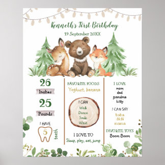 Woodland First Birthday Sign