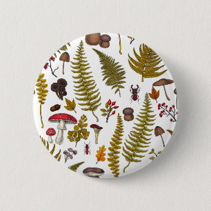 Woodland flora and fauna 2 6 cm round badge