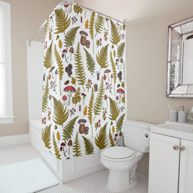 Woodland flora and fauna 2 shower curtain (In Situ)