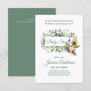 Woodland Flora and Fauna BABY SHOWER Invites
