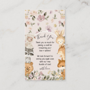 Woodland Floral Baby Animals Thank You Insert