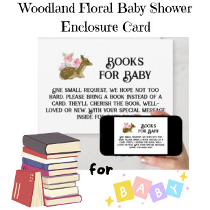 Woodland Floral Books for Baby Rustic Baby Shower Invitation