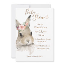 Woodland Floral Bunny Watercolor Script Baby