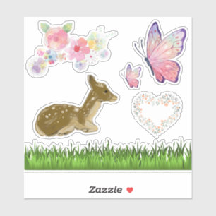 Woodland Floral Butterflies Scrapbook Stickers