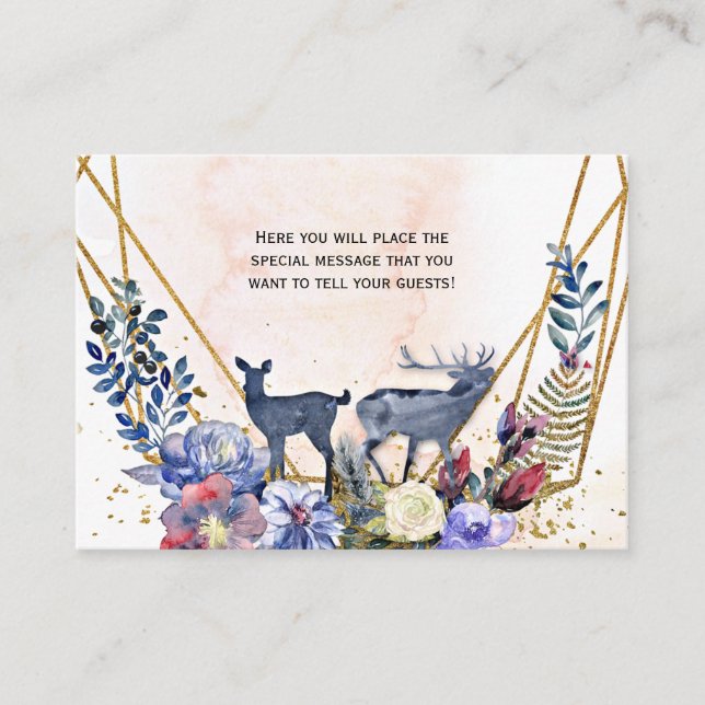 Woodland Floral Deer Enclosure Card (Front)