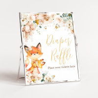 Woodland Floral Fox Baby Shower Diaper Raffle