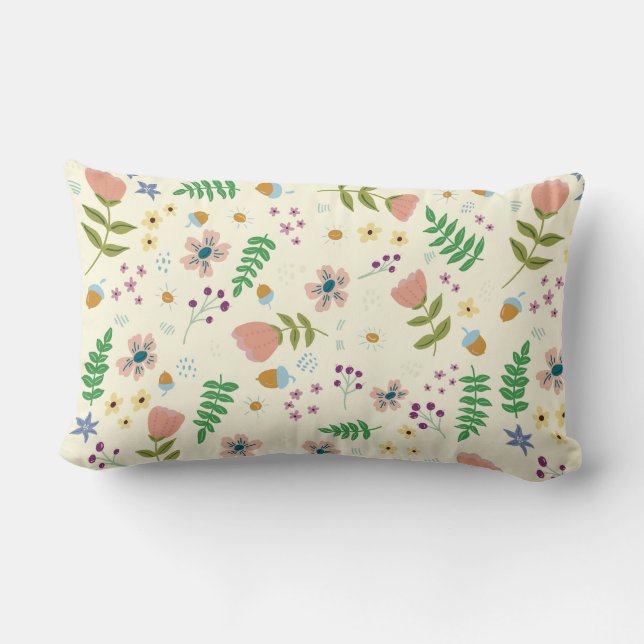 Woodland Floral Throw Pillow (Back)