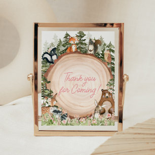 Woodland Floral Wood Slice Thank you for Coming Poster