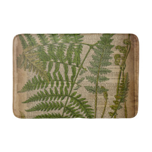 woodland foliage french botanical print fern bath mat