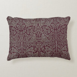 Woodland Foliage Red Rabbit William Morris Pattern Decorative Cushion