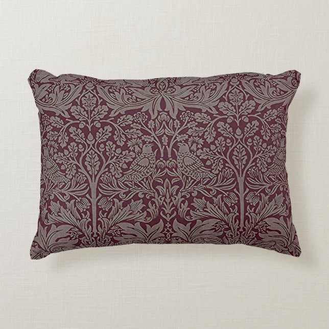 Woodland Foliage Red Rabbit William Morris Pattern Decorative Cushion (Front)
