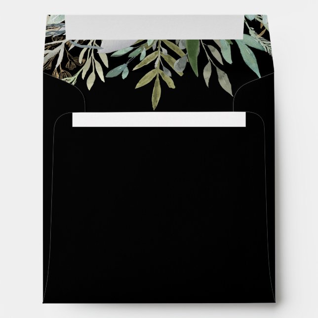 Woodland Foliage Wedding | Black Envelope (Back (Bottom))