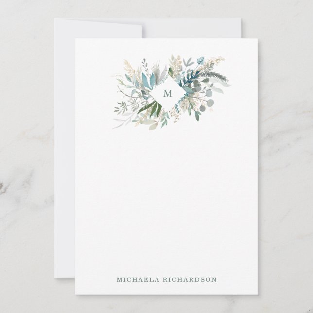 Woodland Foliage with Monogram Card (Front)