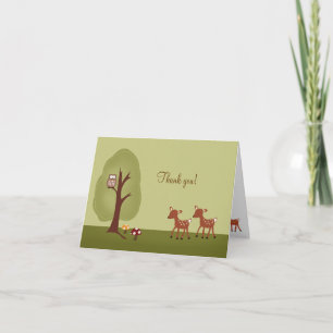 WOODLAND Forest  2 Deer Folded Thank you note Card