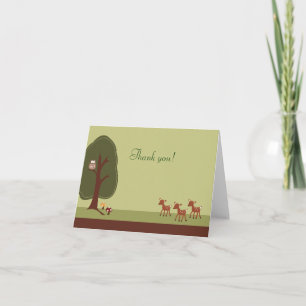 WOODLAND Forest 3 Deer Folded Thank you note Card